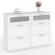 ID MARKET - Commode 6 tiroirs VITO 110 cm bois blanc et effet givré - vignette