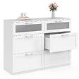 ID MARKET - Commode 6 tiroirs VITO 110 cm bois blanc et effet givré - vignette