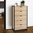 ID MARKET - Chiffonnier 5 tiroirs DETROIT 60 cm commode semainier design industriel - vignette