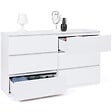 ID MARKET - Commode 6 tiroirs TOMI XXL 140 cm bois blanc - vignette