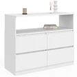 ID MARKET - Commode 4 tiroirs TOMI 100 cm avec niche bois blanc - vignette