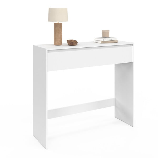 ID MARKET - Console 1 tiroir TOMI bois blanc - large