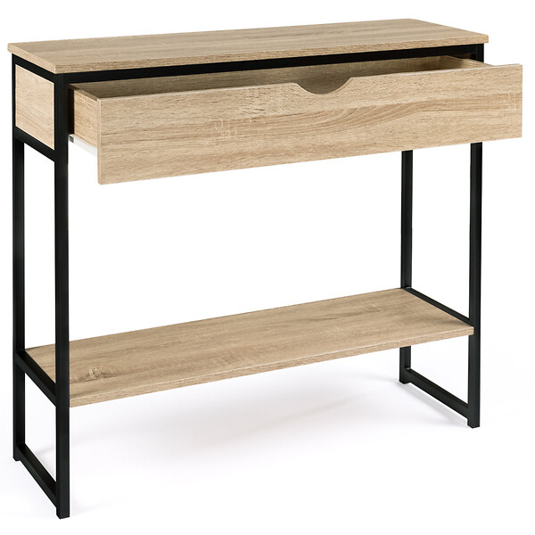 ID MARKET - Console 1 tiroir DETROIT 1 étagère design industriel - large