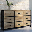 ID MARKET - Commode 9 tiroirs en tissu UTAH 115 cm meuble de rangement design industriel - vignette
