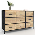 ID MARKET - Commode 9 tiroirs en tissu UTAH 115 cm meuble de rangement design industriel - vignette