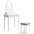 ID MARKET - Coiffeuse BELLA avec miroir LED et tabouret - vignette