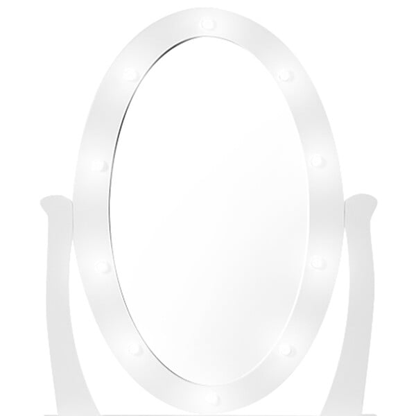ID MARKET - Coiffeuse BELLA avec miroir LED et tabouret - large