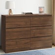 ID MARKET - Commode 6 tiroirs TOMI 110 cm effet noyer - vignette