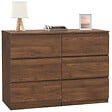 ID MARKET - Commode 6 tiroirs TOMI 110 cm effet noyer - vignette
