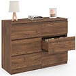 ID MARKET - Commode 6 tiroirs TOMI 110 cm effet noyer - vignette