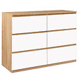 ID MARKET - Commode 6 tiroirs TOMI 110 cm bois façon hêtre et blanc - vignette