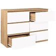 ID MARKET - Commode 6 tiroirs TOMI 110 cm bois façon hêtre et blanc - vignette