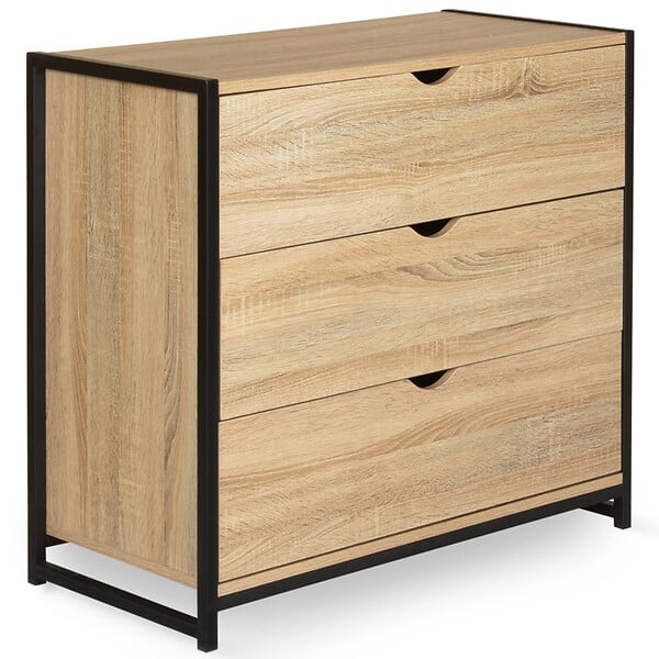 ID MARKET - Commode 3 tiroirs DETROIT 80 cm design industriel - large