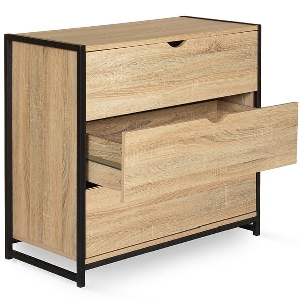 ID MARKET - Commode 3 tiroirs DETROIT 80 cm design industriel - large