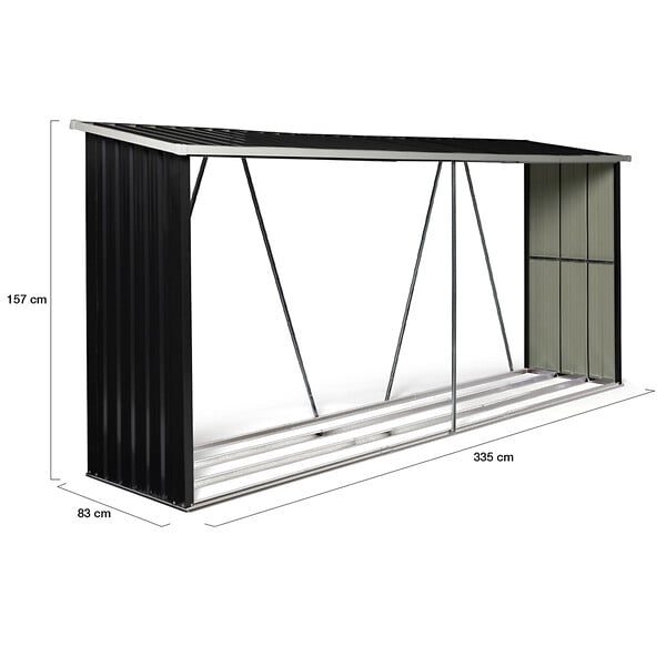ID MARKET - Abri de stockage 4 m³ gris en acier galvanisé pour bûches - large