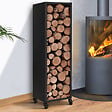 ID MARKET - Range bûches vertical plein acier noir H. 119 CM pour cheminée avec roulettes - vignette