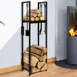 ID MARKET - Range bûches vertical avec accessoires 2 étagères H.112 CM pour cheminée - vignette