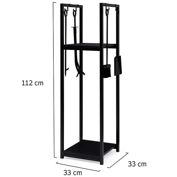 ID MARKET - Range bûches vertical avec accessoires 2 étagères H.112 CM pour cheminée - large