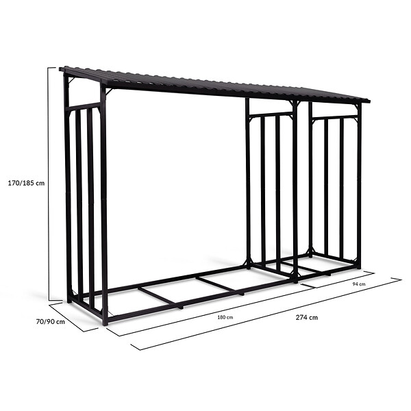 ID MARKET - Abri de stockage en acier galvanisé pour bûches L. 274 cm avec housse de protection - large