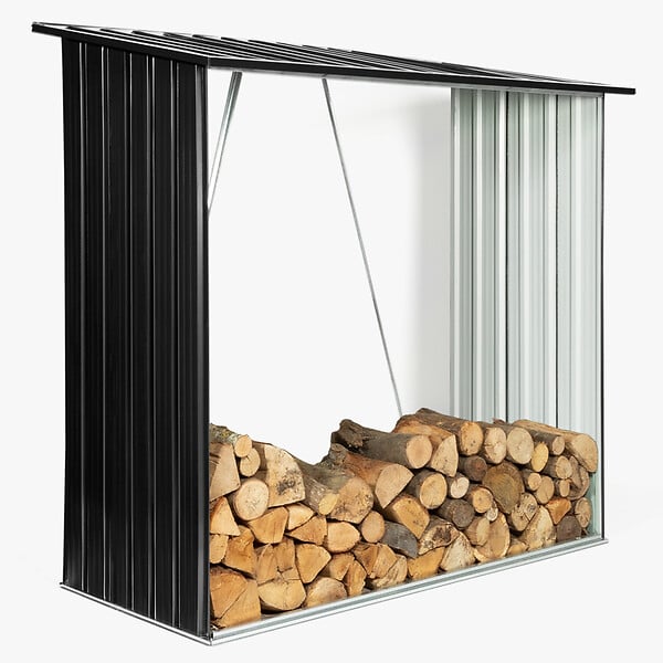 ID MARKET - Abri de stockage 2 m³  gris en acier galvanisé pour bûches - large
