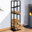 ID MARKET - Range bûches vertical acier noir avec 2 étagères H.112 CM pour cheminée - vignette