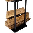 ID MARKET - Range bûches vertical acier noir avec 2 étagères H.112 CM pour cheminée - vignette