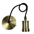 TIBELEC - Monture métal bronze E27 et fil tissu noir - vignette