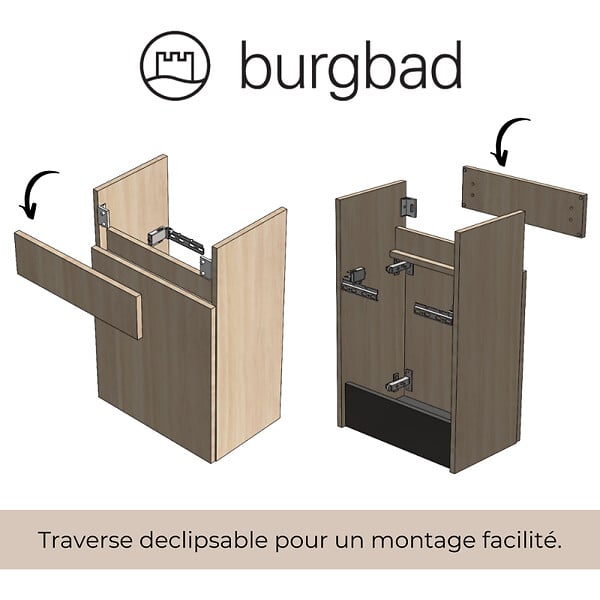 BURGBAD - Meuble WC lave-mains Joline chêne - large