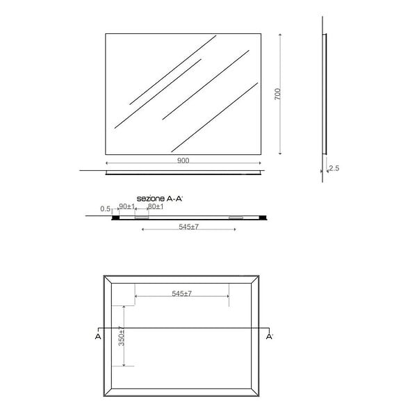 KIAMAMI VALENTINA - Miroir Pour Salle De Bain 90X70 Cm Réversible Avec Cadre À Support - large