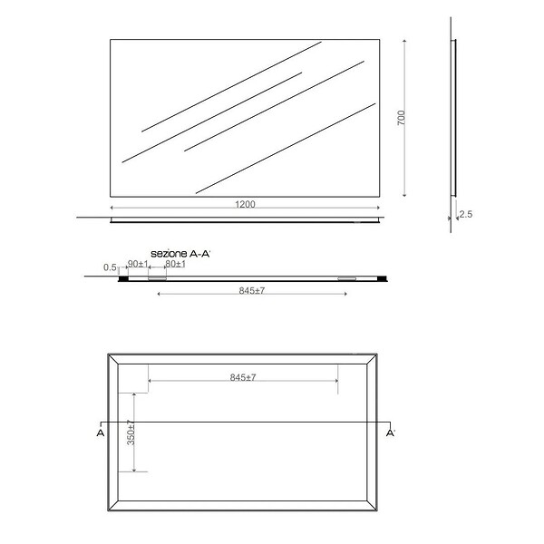 KIAMAMI VALENTINA - Miroir De Salle De Bain 120X70 Cm Réversible Avec Cadre À Support - large