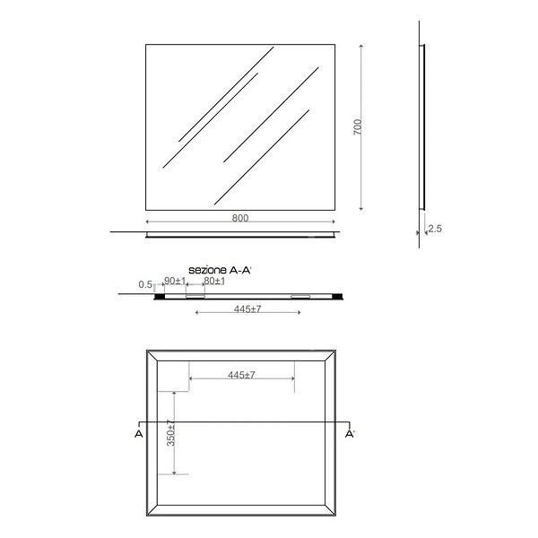 KIAMAMI VALENTINA - Miroir Affleurant Réversible Cm 80 H 70 - large