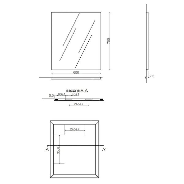 KIAMAMI VALENTINA - Miroir Pour Salle De Bain Simple Rectangulaire 60X70 Cm Réversible - large