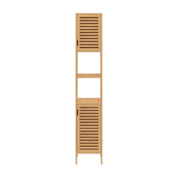 ID MARKET - Meuble colonne salle de bain bambou BEA 2 portes - large