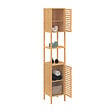 ID MARKET - Meuble colonne salle de bain bambou BEA 2 portes - vignette