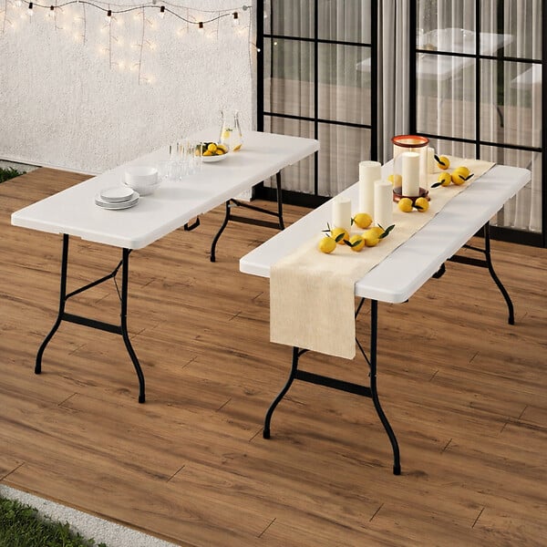 ID MARKET - Lot de 2 tables pliantes d'appoint portables 180 cm pour camping ou réception - large