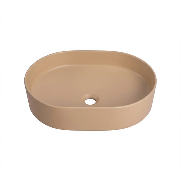 CERAMIA - Ceramia Vasque à poser ovale 50 x 36,5 x 12 cm sans trop-plein moka mat PixL (CEPX5037MOM) - large