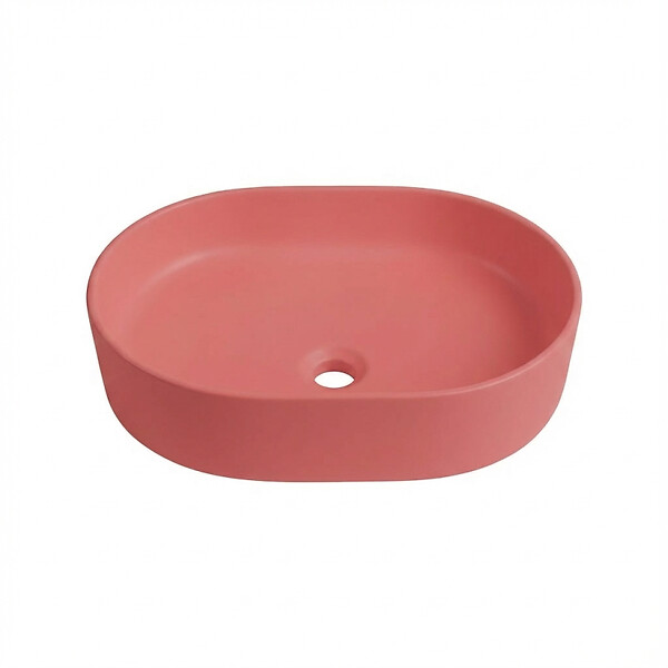 CERAMIA - Ceramia Vasque à poser ovale 50 x 36,5 x 12 cm sans trop-plein rose mat PixL (CEPX5037PM) - large