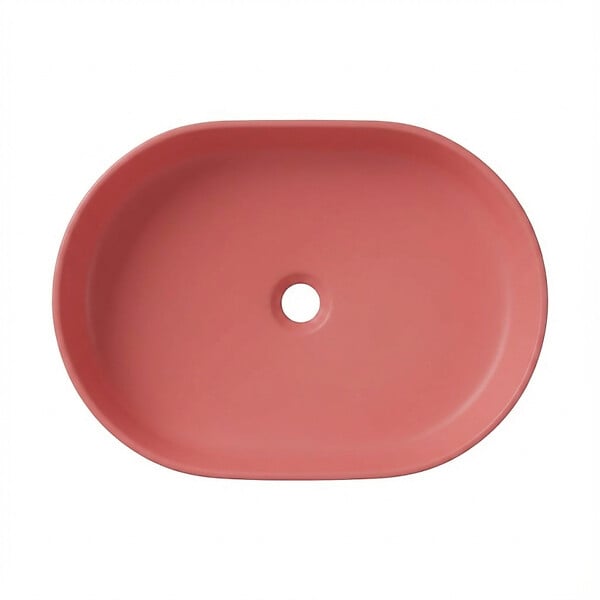 CERAMIA - Ceramia Vasque à poser ovale 50 x 36,5 x 12 cm sans trop-plein rose mat PixL (CEPX5037PM) - large