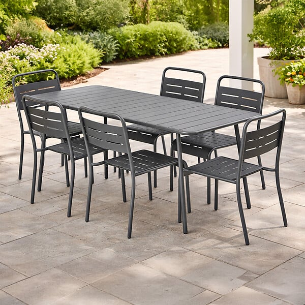 CONCEPT USINE - Ensemble table de jardin 160 cm et 6 chaises BERGAME $ - large