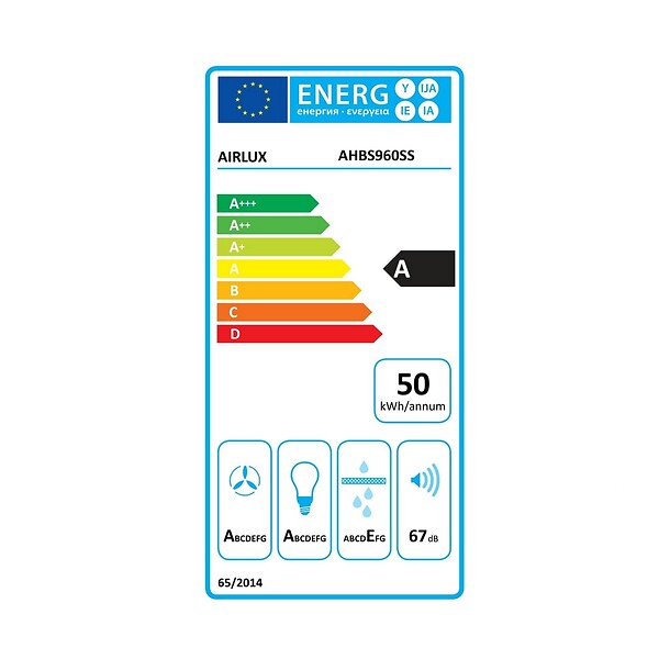 AIRLUX - Hotte Décorative Murale 90cm 636 M3/h Inox - AHBS960SS - large