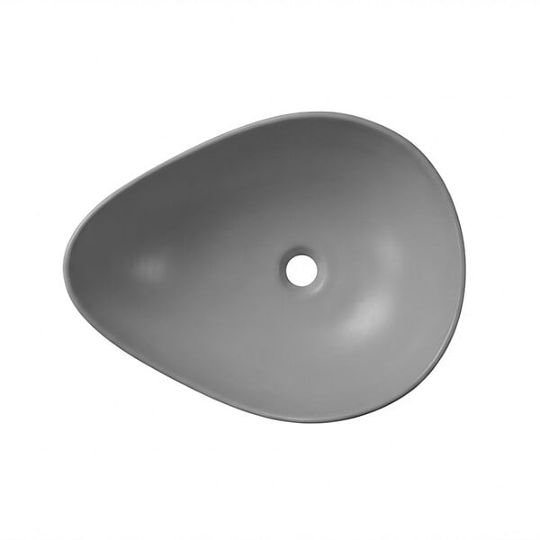 CERAMIA - Vasque à poser design asymétrique 50,5 x 38 x 19 cm sans trop-plein gris mat PixL (CEPX5038GRM) - large