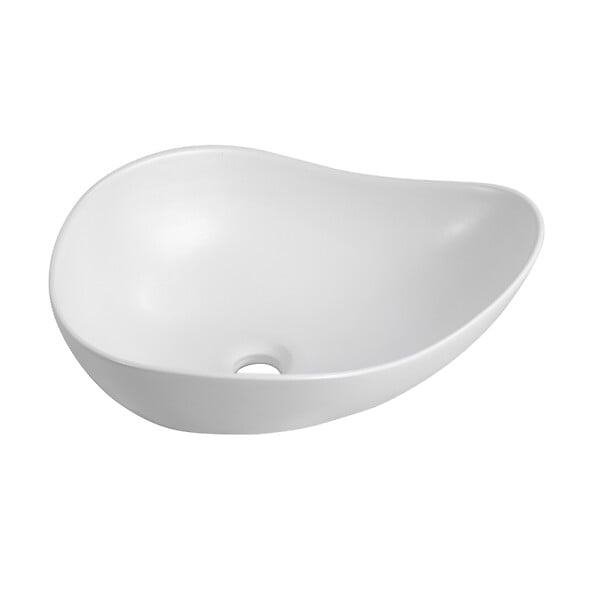 CERAMIA - Vasque à poser design asymétrique 50,5 x 38 x 19 cm sans trop-plein blanc mat PixL (CEPX5038WM) - large
