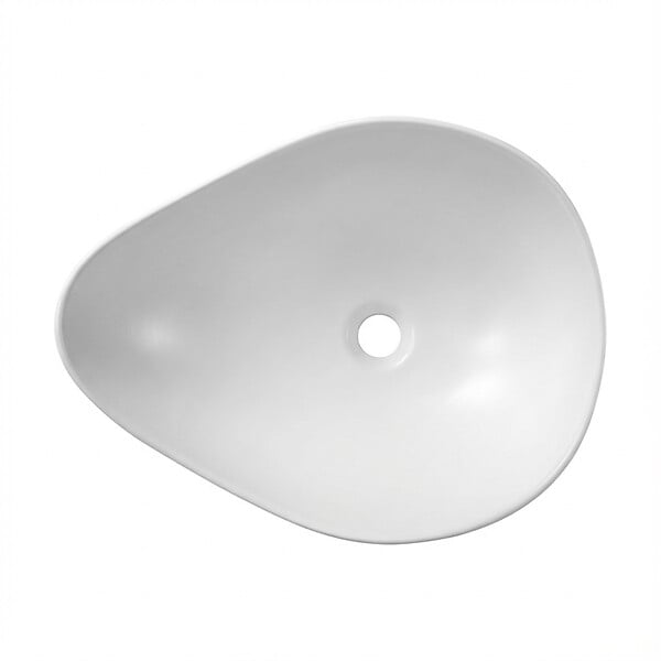 CERAMIA - Vasque à poser design asymétrique 50,5 x 38 x 19 cm sans trop-plein blanc mat PixL (CEPX5038WM) - large