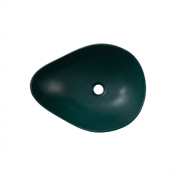 CERAMIA - Vasque à poser design asymétrique 50,5 x 38 x 19 cm sans trop-plein vert mat PixL (CEPX5038GEM) - large