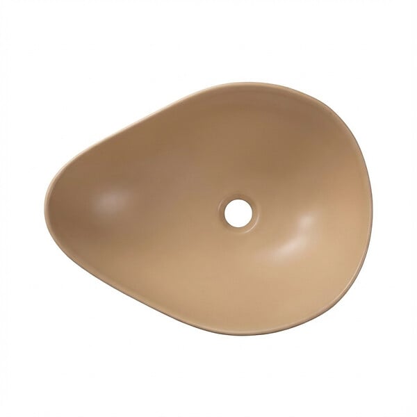 CERAMIA - Vasque à poser design asymétrique 50,5 x 38 x 19 cm sans trop-plein moka mat PixL (CEPX5038MOM) - large