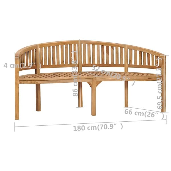 VIDAXL - vidaXL Banc de jardin en forme de banane 180 cm bois de teck solide - large