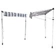 HAPPY GARDEN - Store banne pour balcon CHENE 2 × 1,2m - Toile rayée blanche/grise et structure blanche - vignette