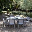 HAPPY GARDEN - Salon de jardin extensible 10 places de 180/300cm en textilène gris - aluminium anthracite VENEZIA - vignette