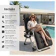 TECTAKE - Chaise longue bain de soleil pliable confortable en textilène noir avec appui-tête rembourré tablette - vignette