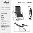 TECTAKE - Chaise longue pliable réglable bain de soleil gris clair avec appui-tête rembourré et tablette acier - vignette
